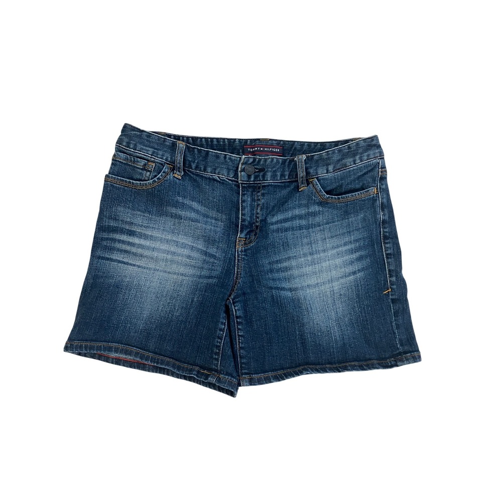 Tommy Hilfiger Womens Vintage‎ Denim Shorts Dark Wash Blue Mid Rise Size 10